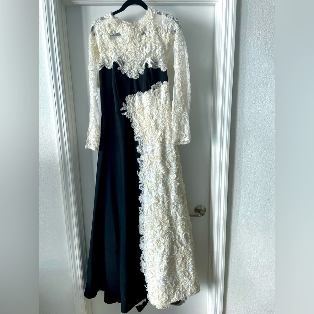 Elegant/Formal Black & White Dress with Pearls